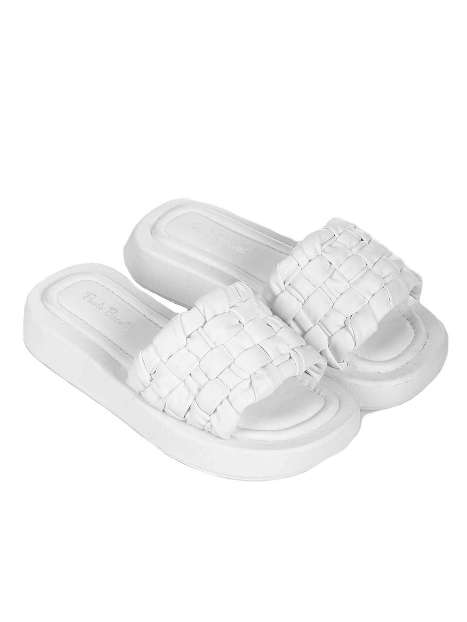 Ежедневни дамски комфортни чехли в бяло 5C-22162 white