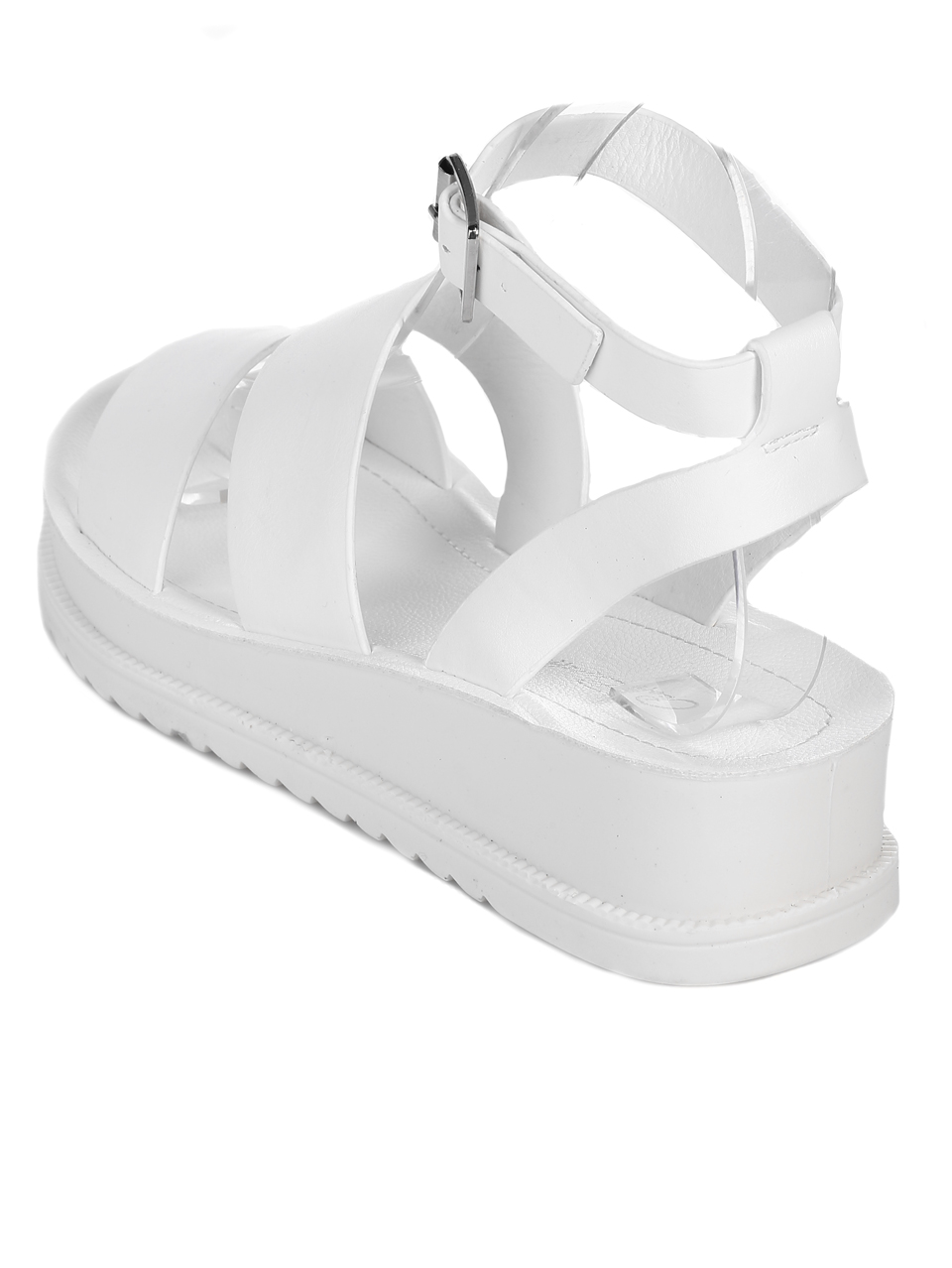 Ежедневни дамски сандали на платформа в бяло 4F-22228 white