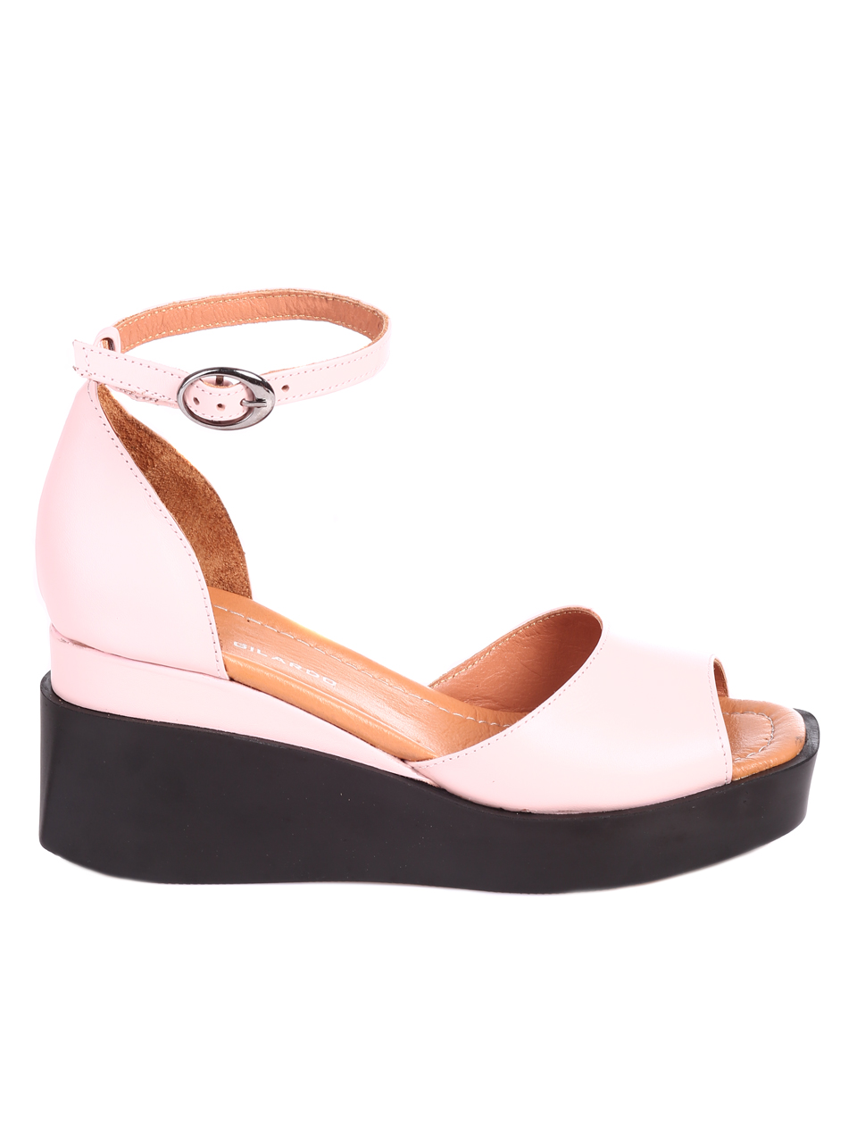 Ежедневни дамски сандали на платформа от естествена кожа 4AT-22339 beige/pink