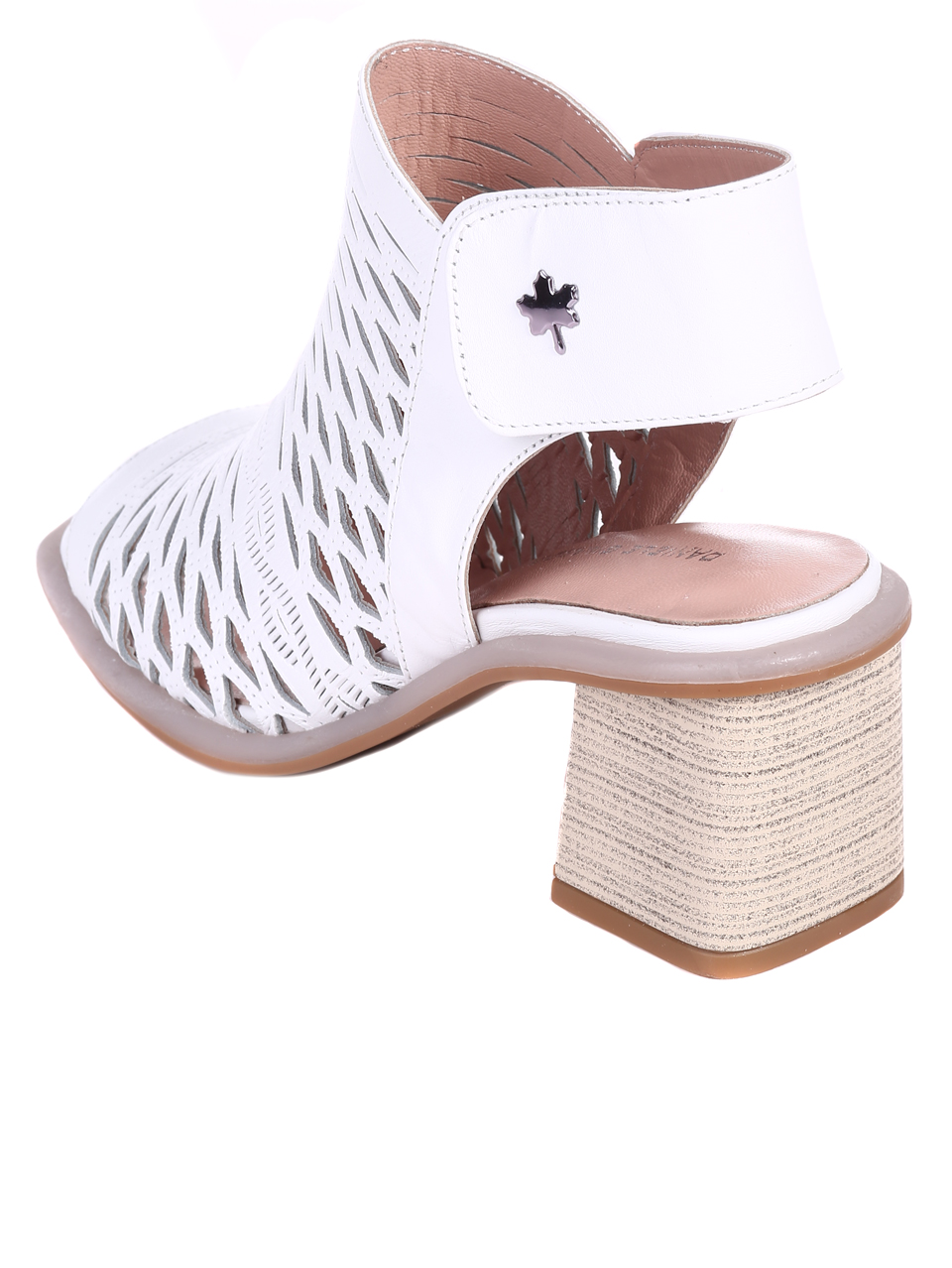 Ежедневни дамски сандали на ток от естествена кожа 4AT-22342 white