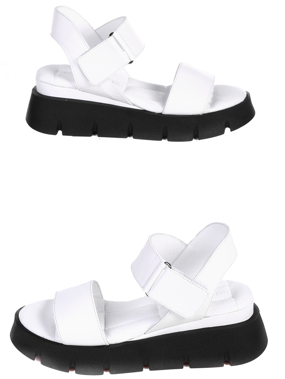Ежедневни дамски сандали на платформа от естествена кожа 4AT-22345 white 