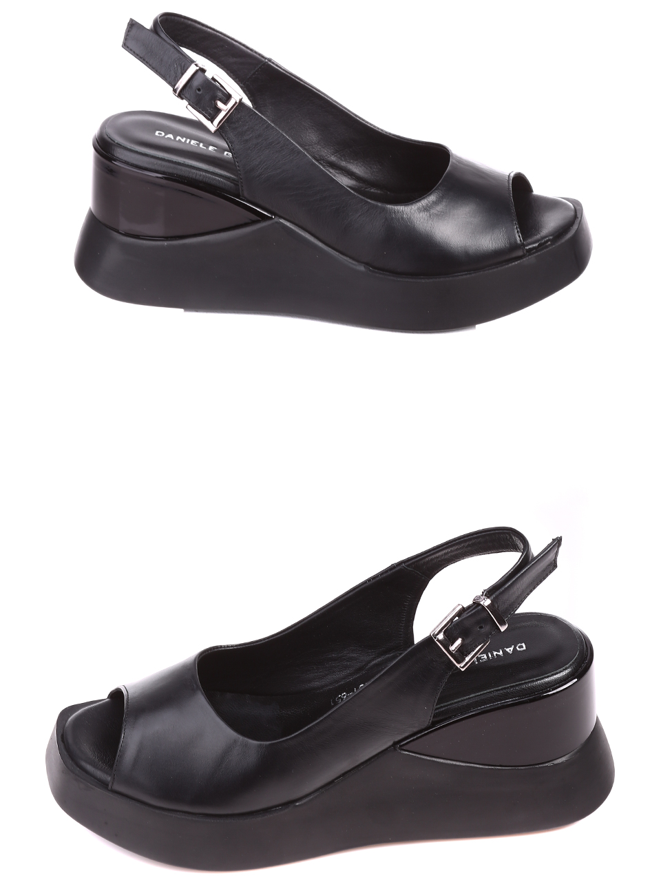 Ежедневни дамски сандали на платформа от естествена кожа 4AT-22353 black