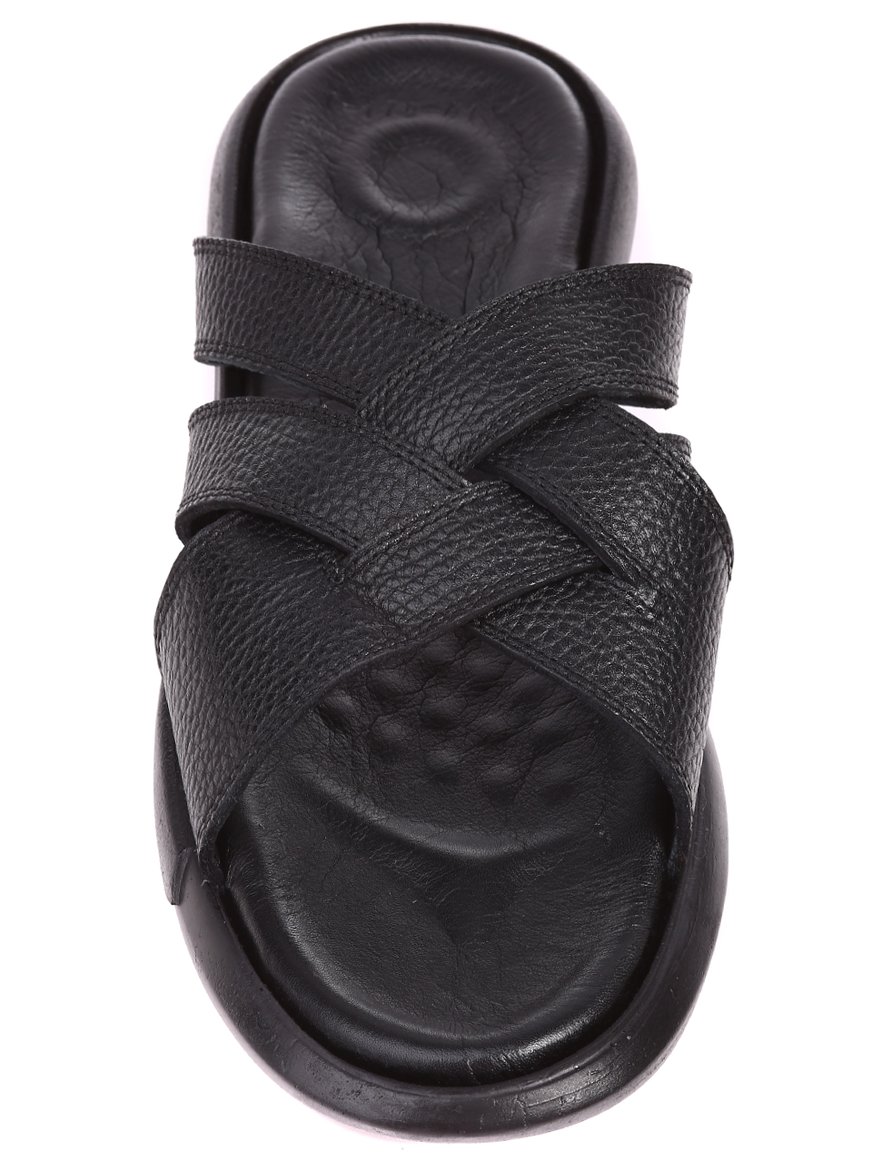 Ежедневни мъжки чехли от естествена кожа 8AT-22346 black