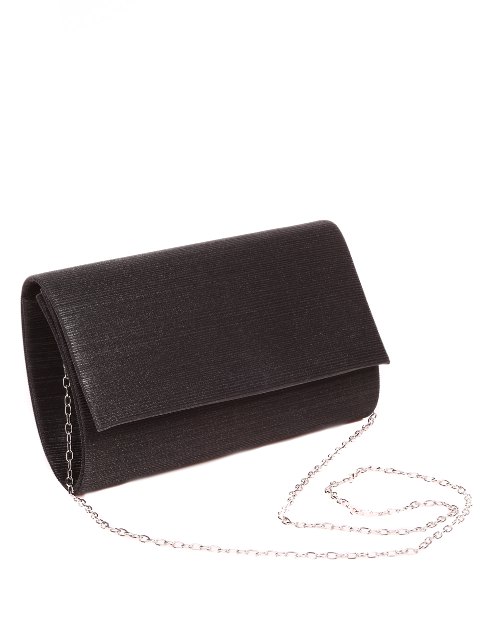 Официална дамска чанта-клъч в черно 9AG-21833 black textile