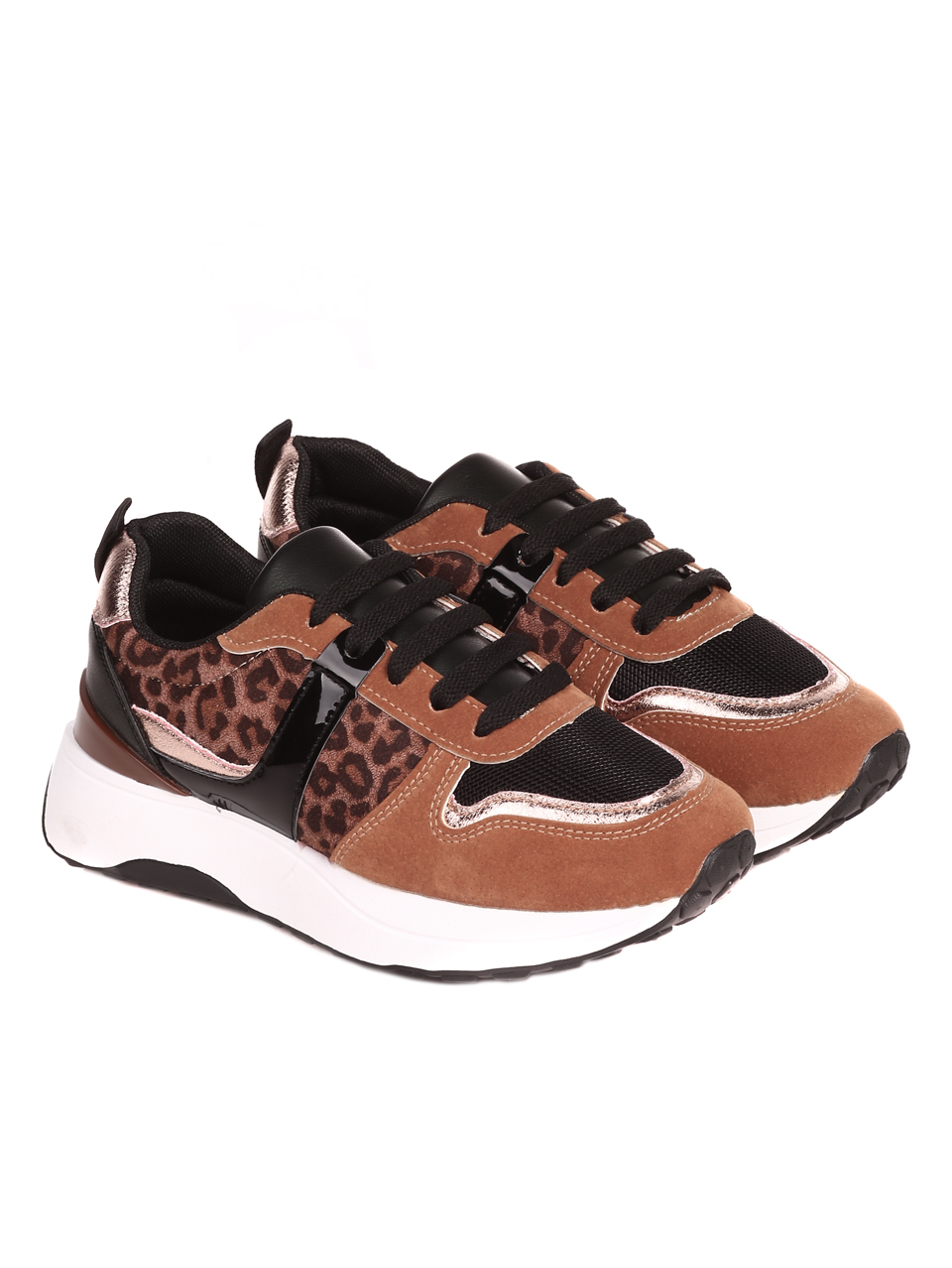 Ежедневни дамски обувки в кафяво 3U-22554 leopard