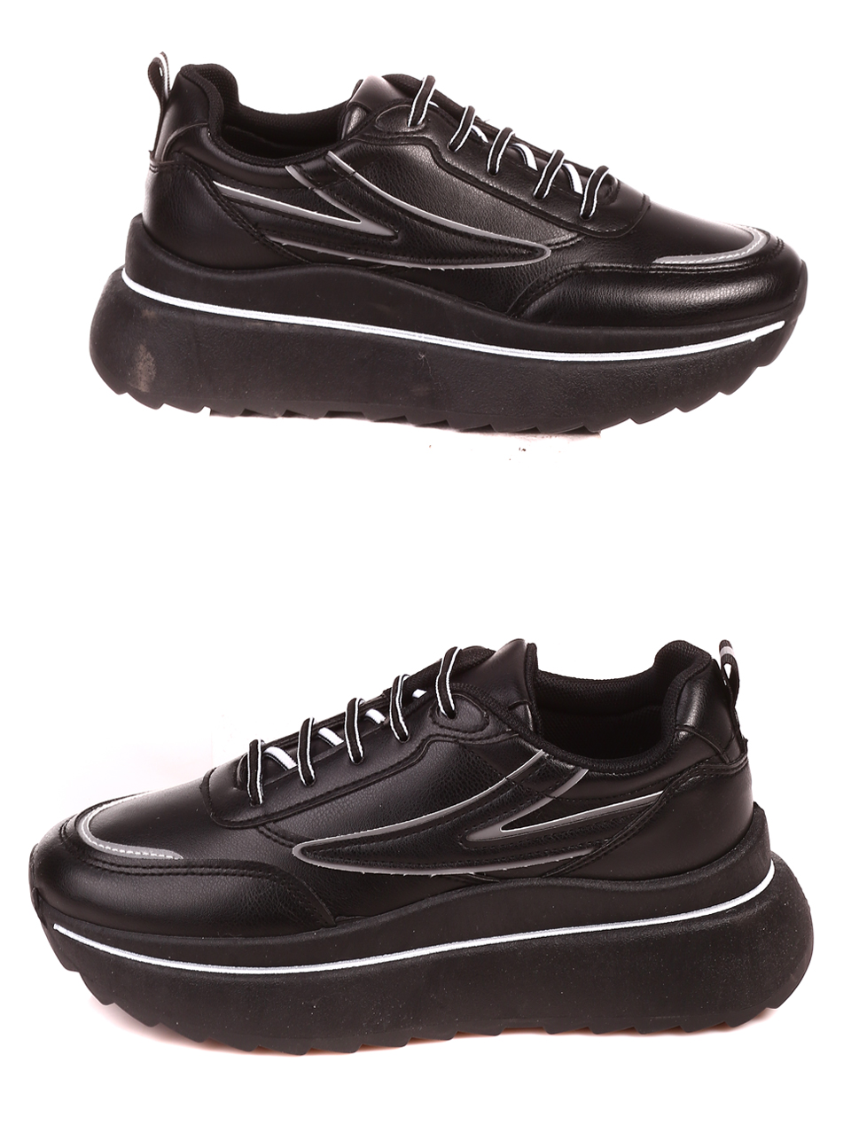 Ежедневни дамски комфортни обувки на платформа 3U-22536 black