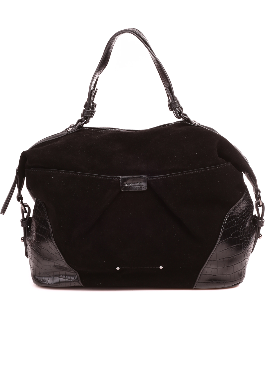 Ежедневна дамска чанта от велур в черно 9Q-22603 black