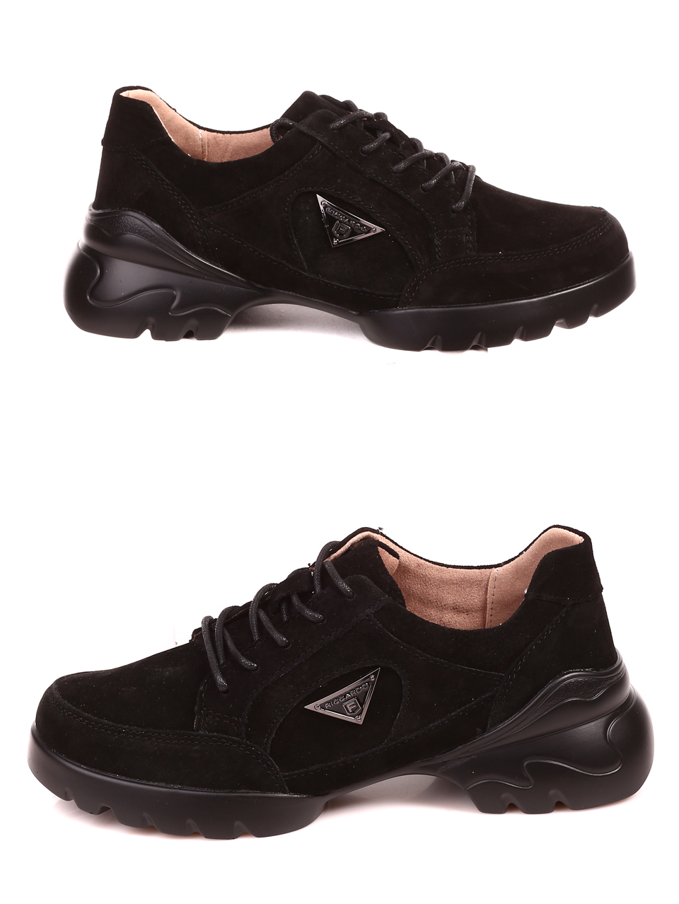 Дамски обувки от велур в черно 3AF-22647 black
