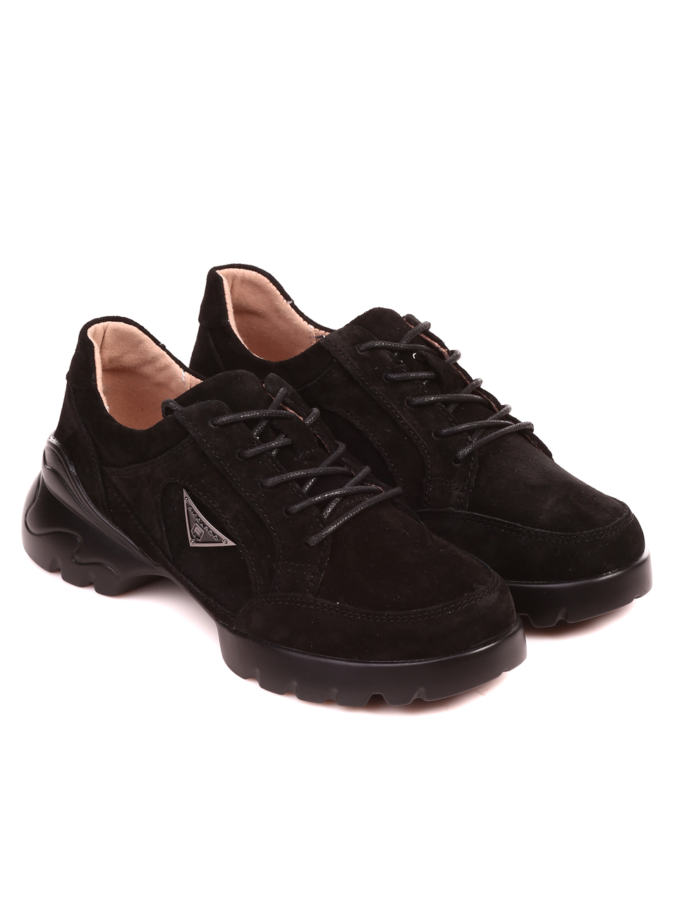Дамски обувки от велур в черно 3AF-22647 black