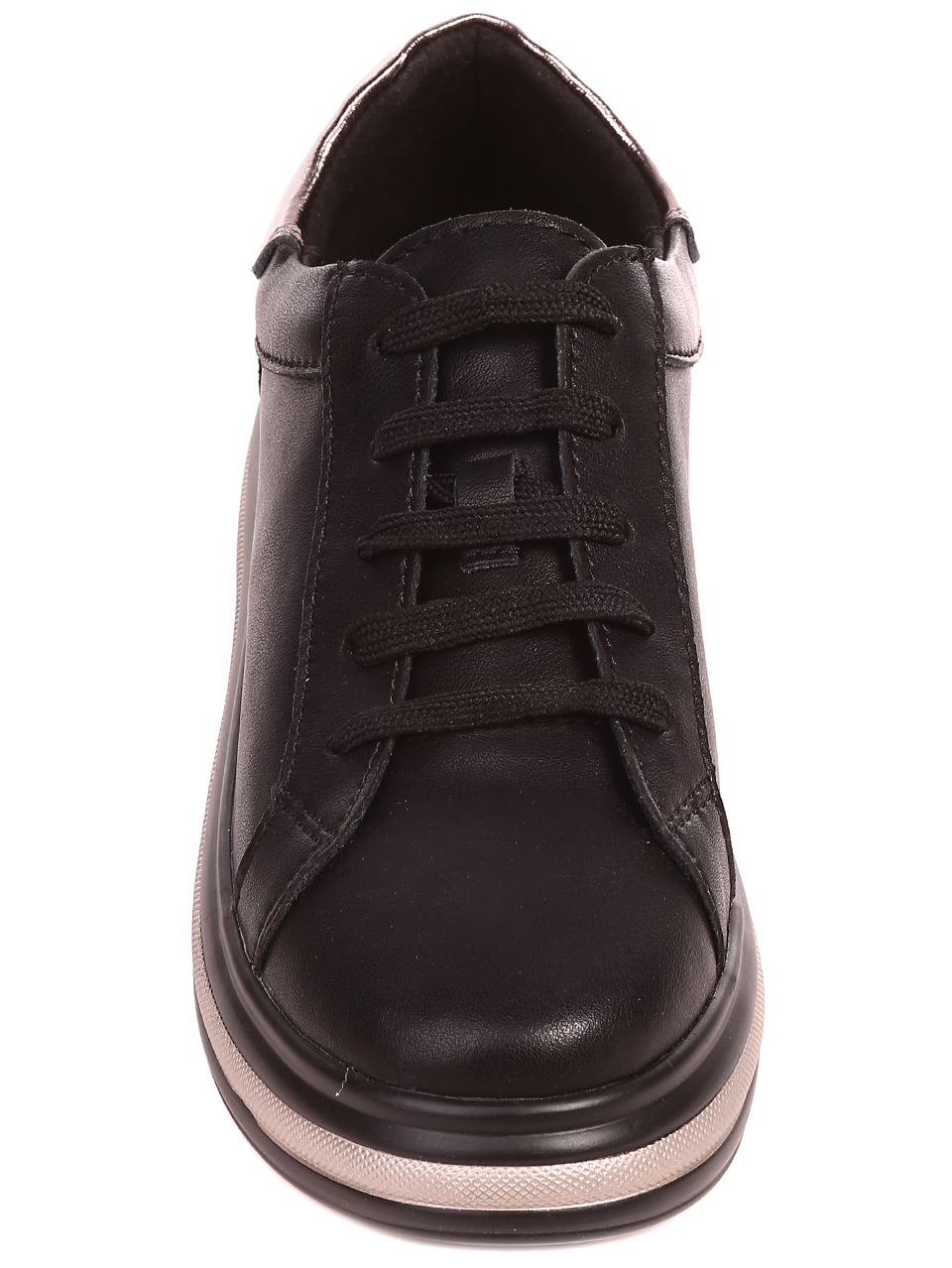 Ежедневни дамски обувки от естествена кожа в черно 3AF-22661 black/pewter