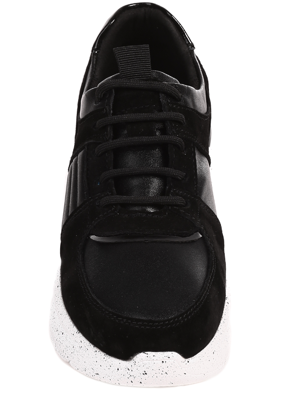 Ежедневни дамски обувки на платформа от естествена кожа в черно 3AF-22664 black