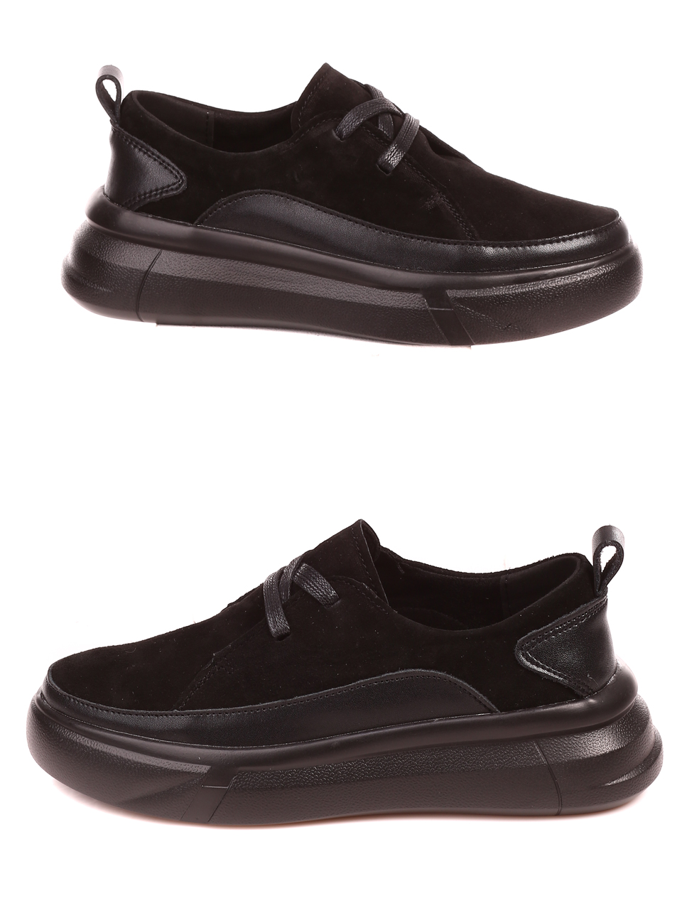 Ежедневни дамски обувки от естествена кожа в черно 3AF-22665 black