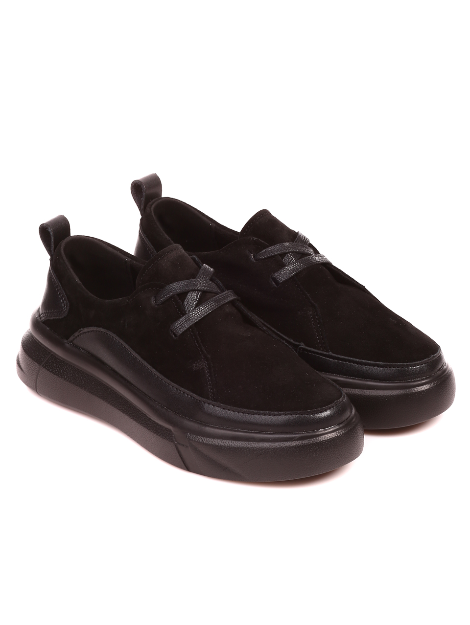 Ежедневни дамски обувки от естествена кожа в черно 3AF-22665 black