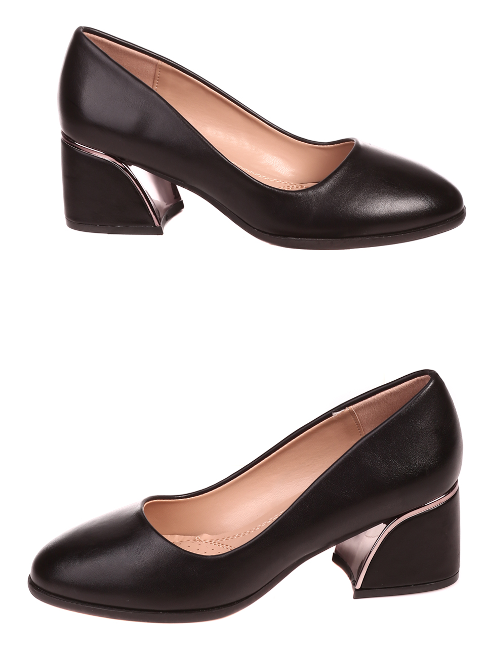 Елегантни дамски обувки на ток в черно 3R-22678 black