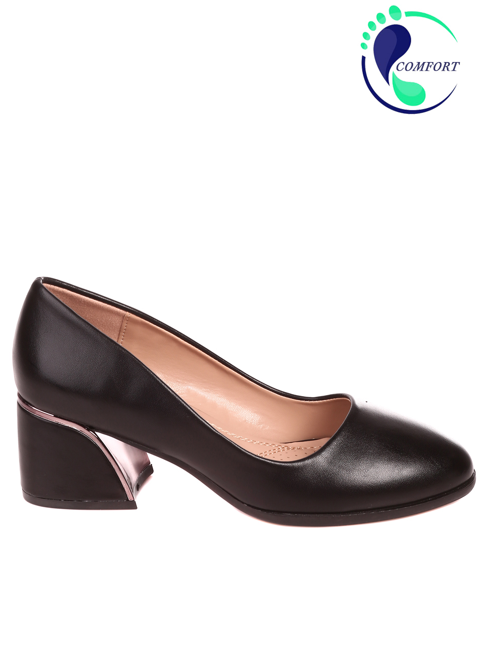 Елегантни дамски обувки на ток в черно 3R-22678 black