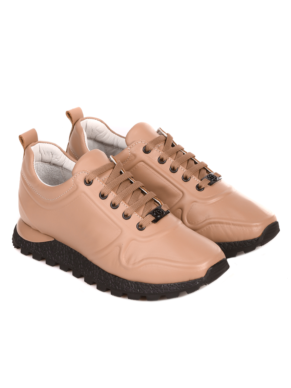 Ежедневни дамски обувки от естествена кожа в черно 3AT-22738 beige