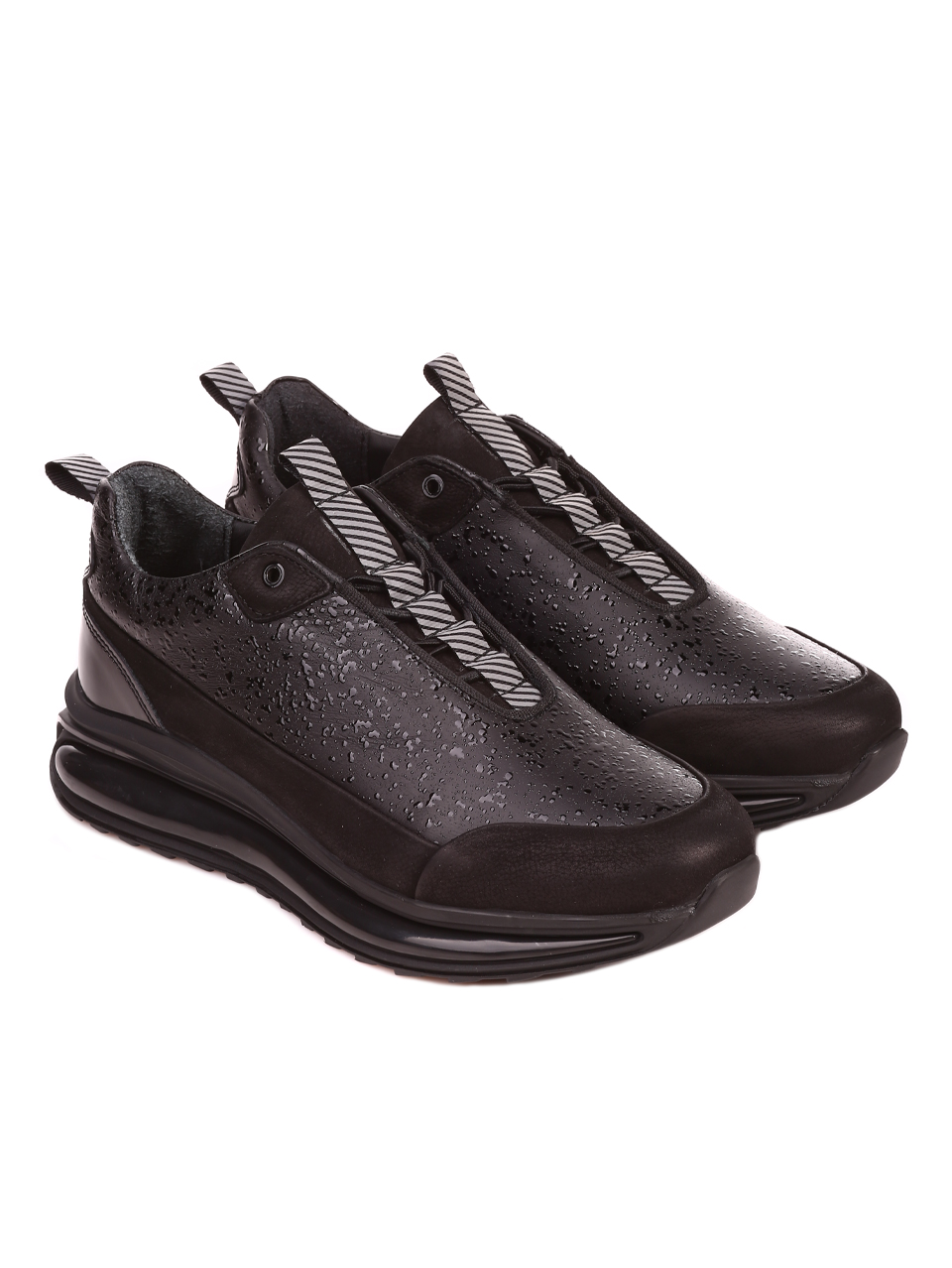 Ежедневни мъжки обувки от естествена кожа и естествен набук 7AT-22690 black