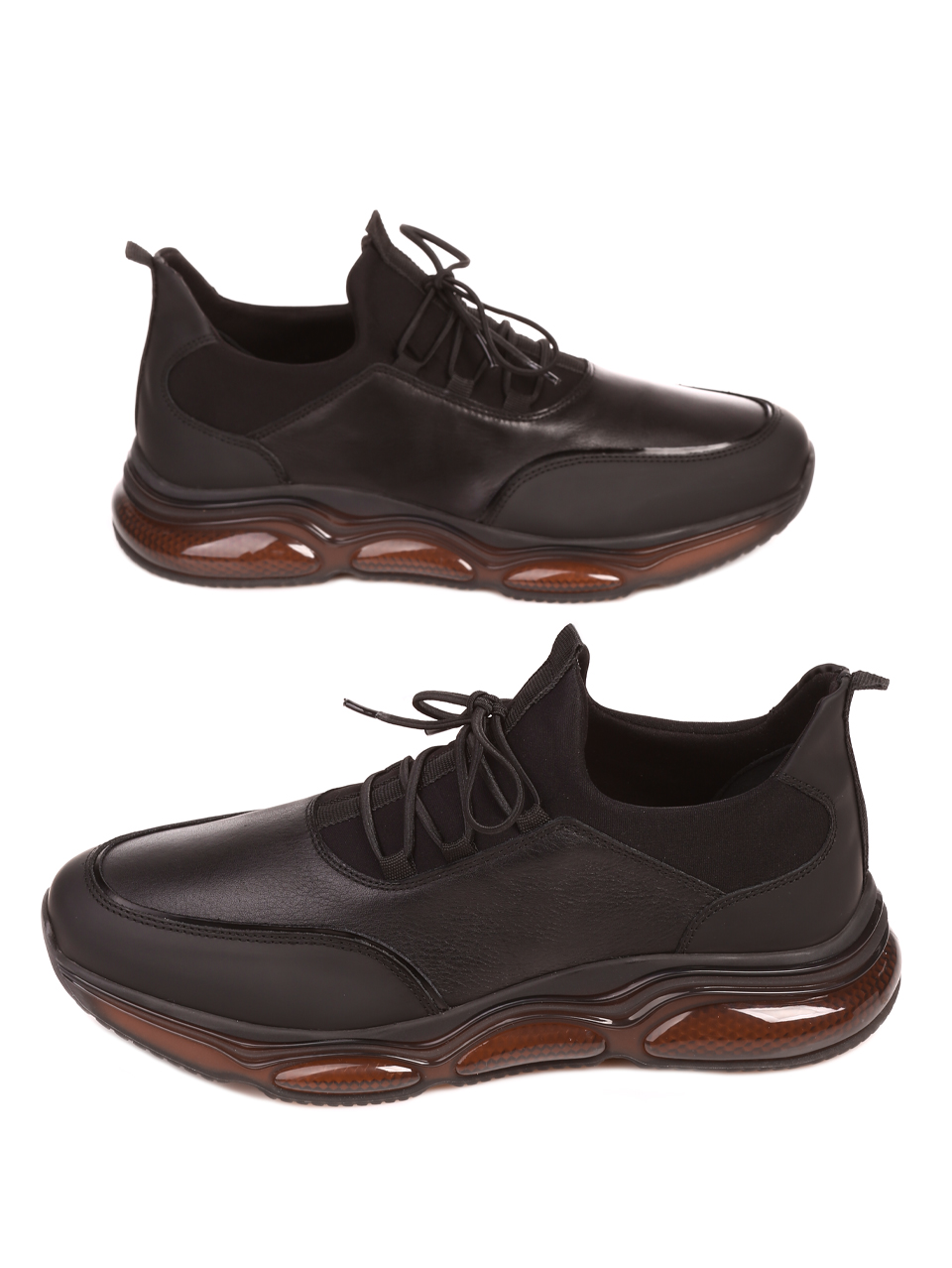 Ежедневни мъжки обувки от естествена кожа 7AT-22695 black