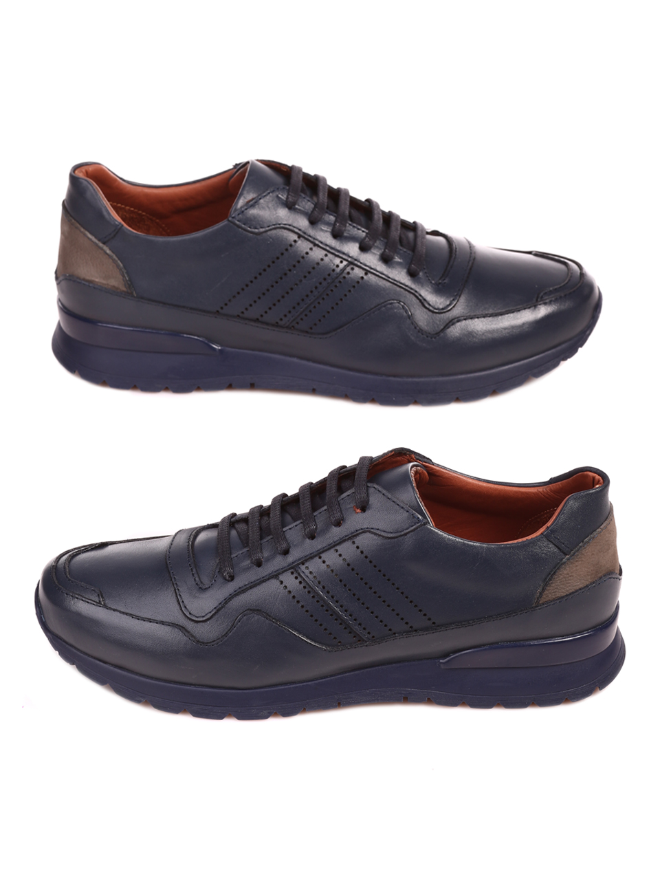 Ежедневни мъжки обувки от естествена кожа 7AT-22758 navy