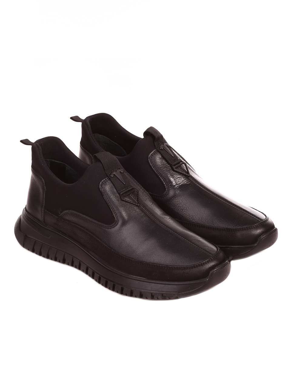 Ежедневни мъжки обувки от естествена кожа 7AT-22688 black