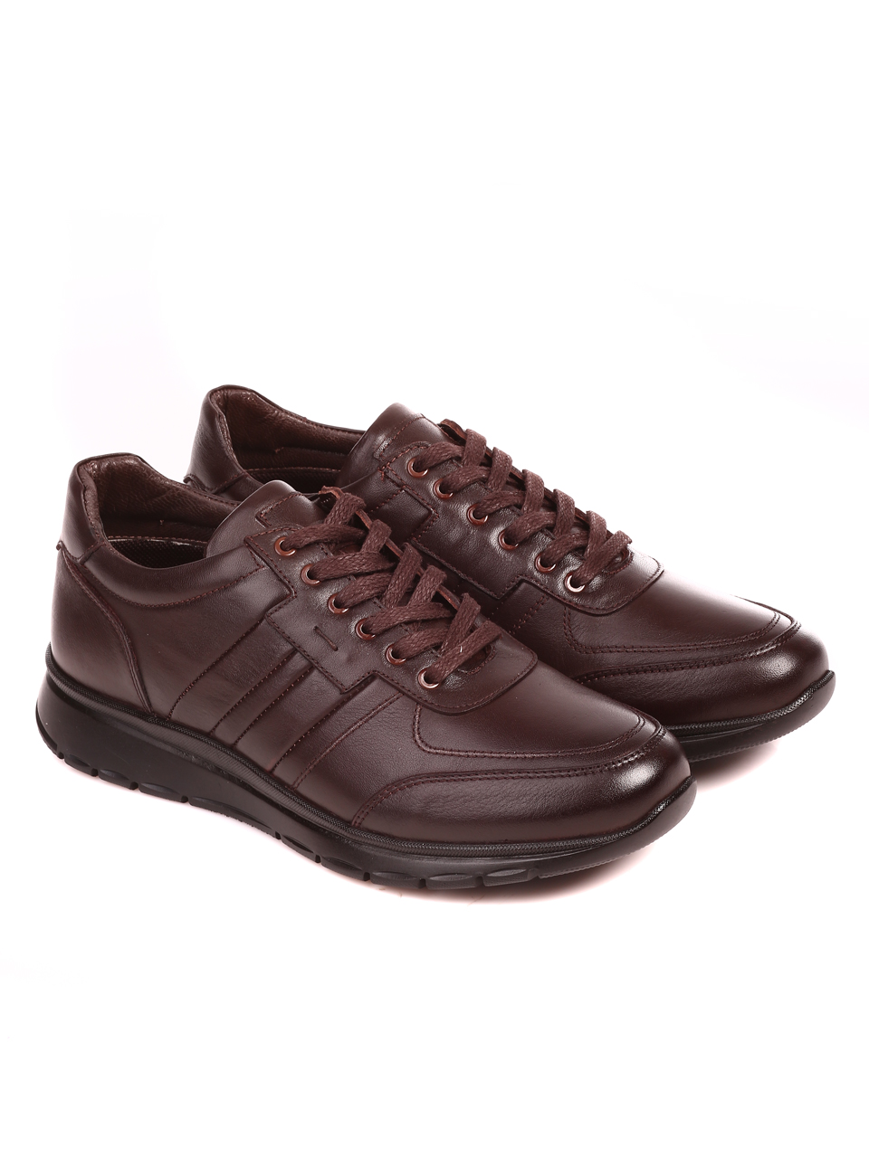 Ежедневни мъжки обувки от естествена кожа 7AT-22703 coffee