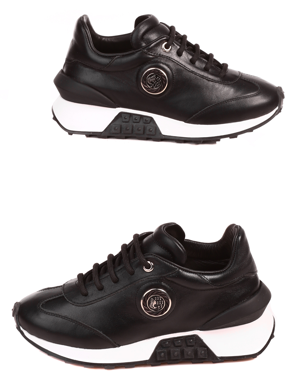 Ежедневни дамски обувки от естествена кожа в черно 3AT-22730 black