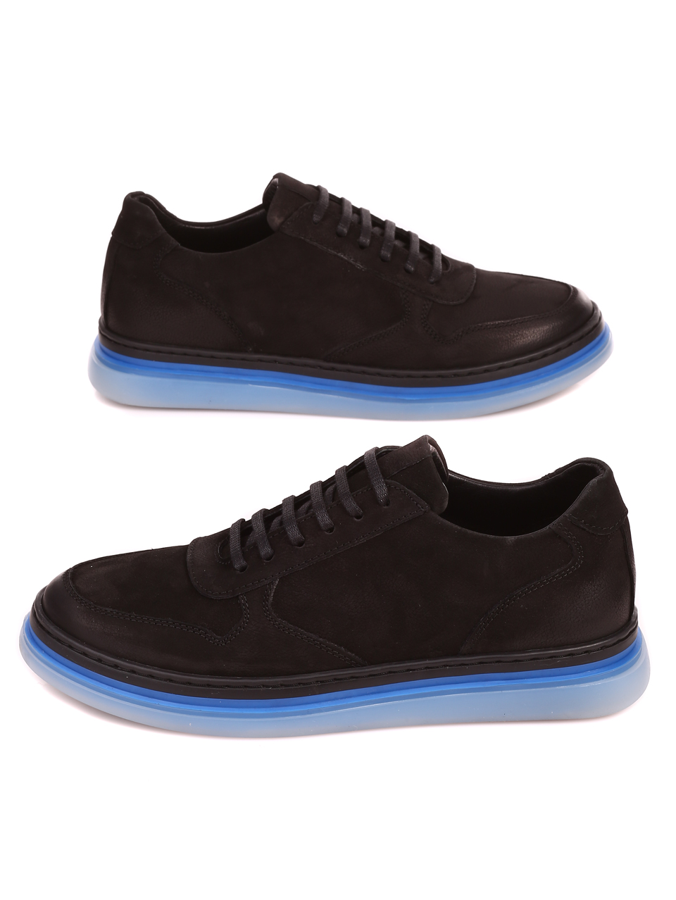 Ежедневни мъжки обувки от естествен набук 7AT-22757 black