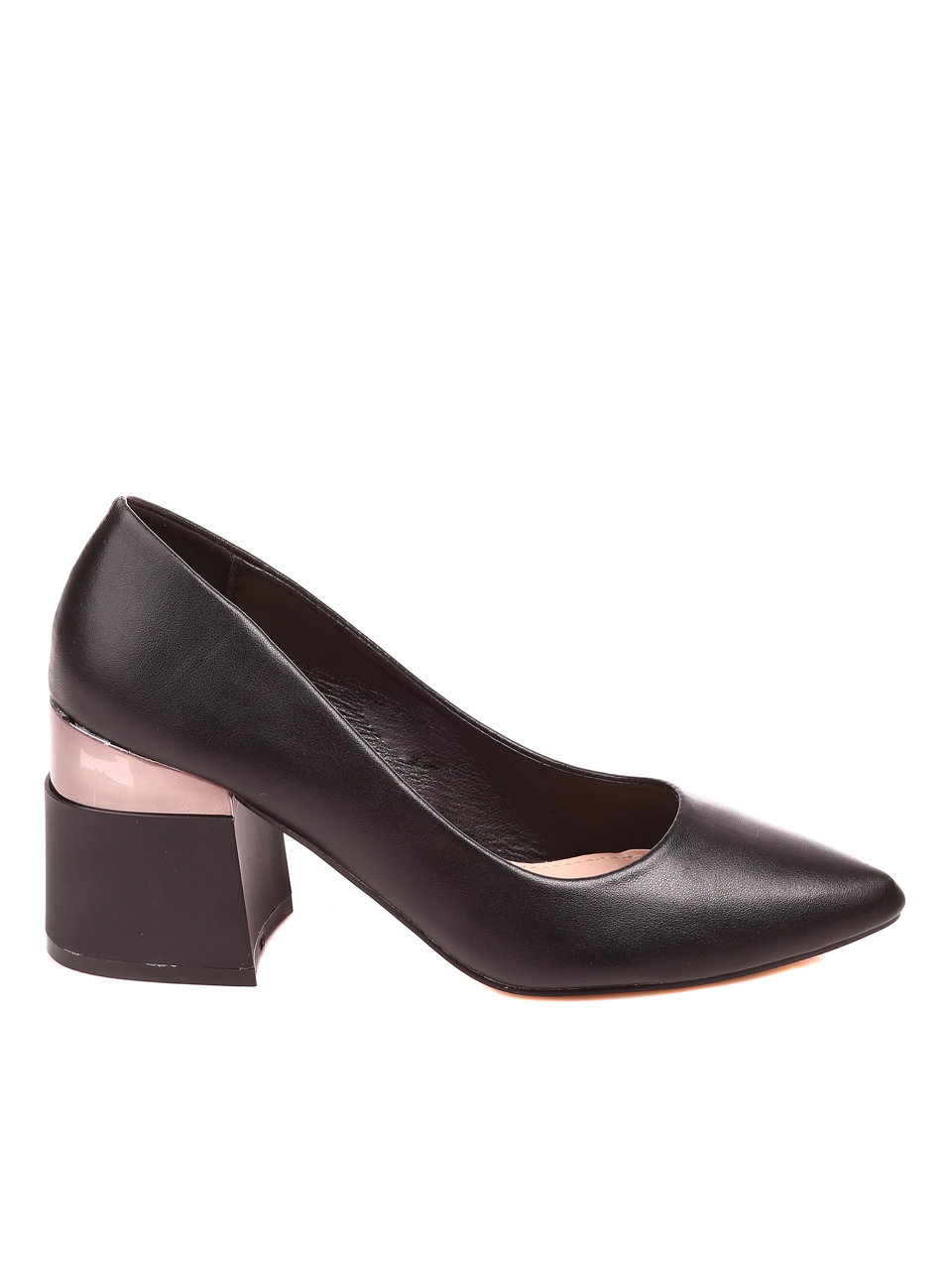 Елегантни дамски обувки на ток в черно 3M-22573 black pu