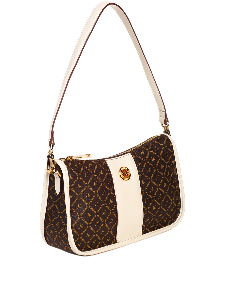 Ежедневна дамска чанта от естествена кожа в кафяво L20420 brown/white