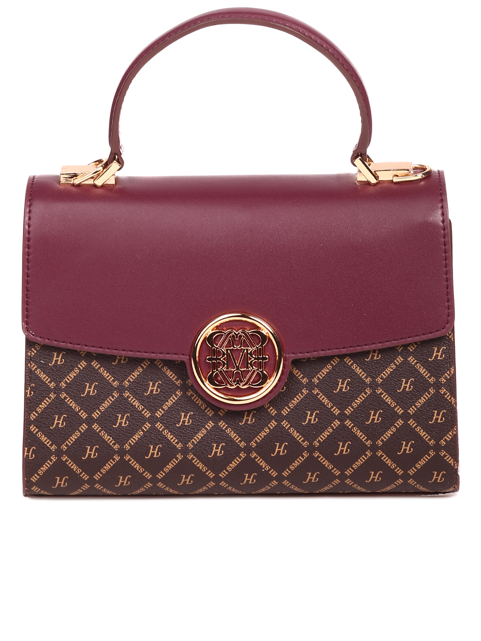 Елегантна дамска чанта от естествена кожа L20648 burgundy