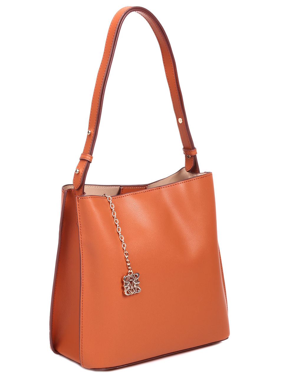 Ежедневна дамска чанта от естествена кожа с магнитно закопчаване JT209071 brown