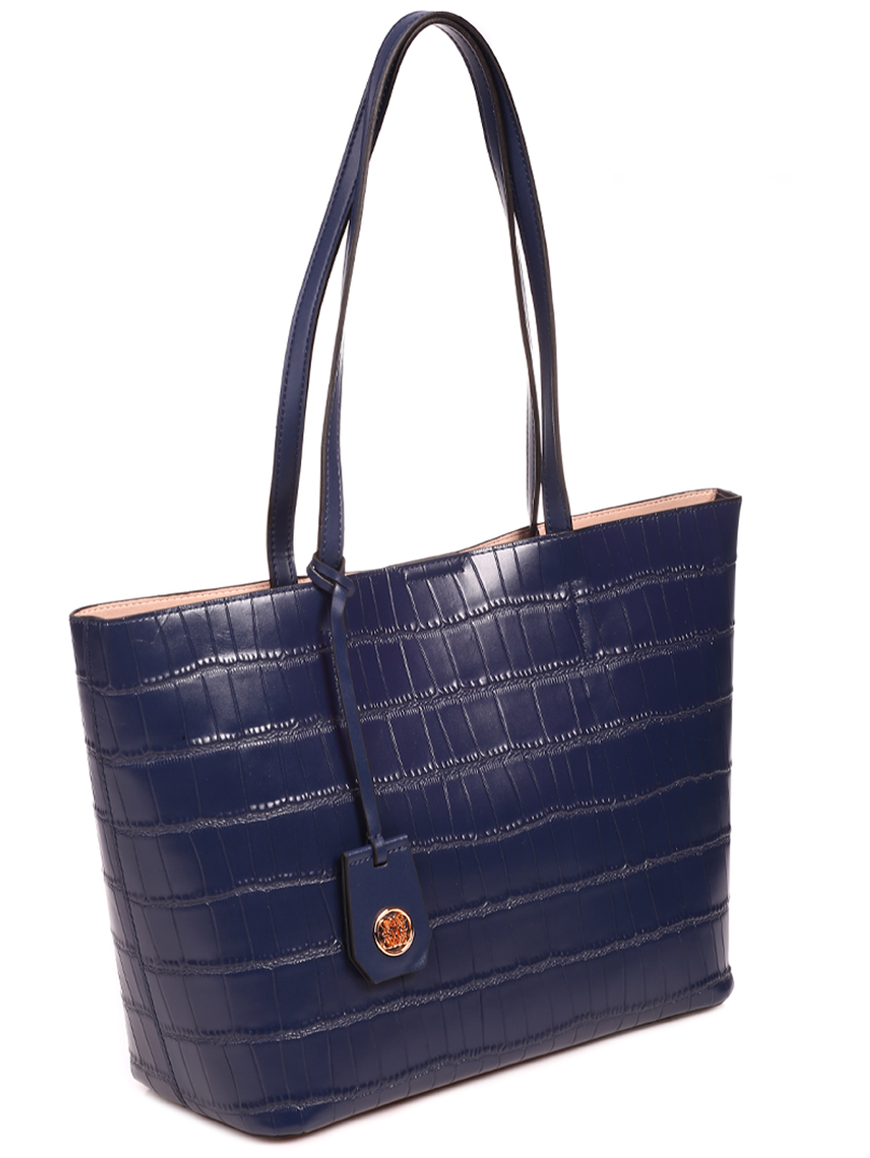 Ежедневна голяма дамска чанта от естествена кожа JT20812 blue