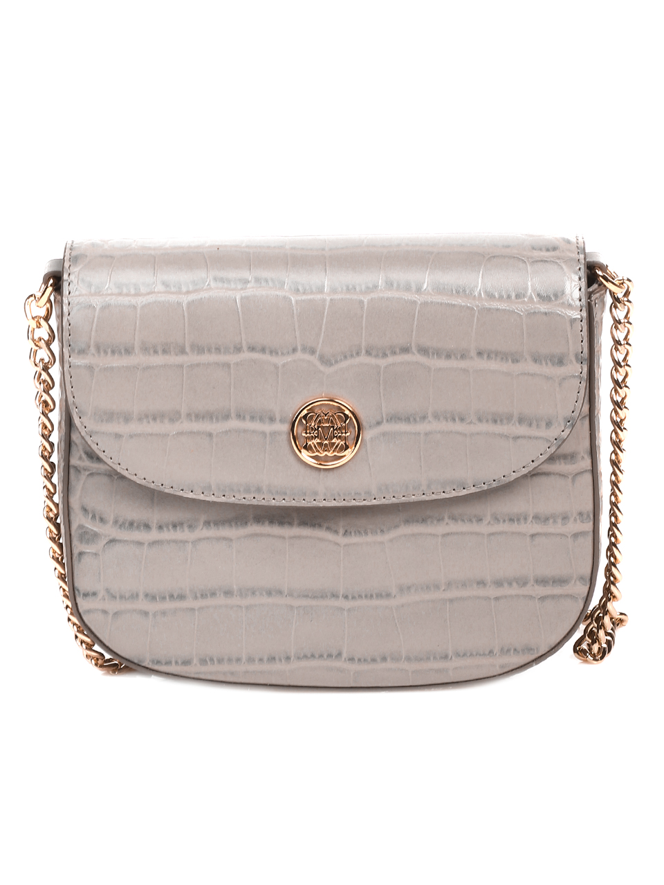Елегантна малка дамска чанта в сиво от естествена кожа P20559 grey