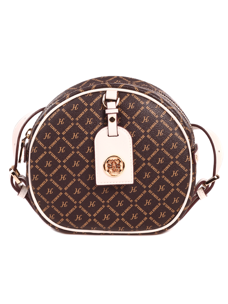 Ежедневна дамска чанта от естествена кожа в кафяво P20533 brown/white