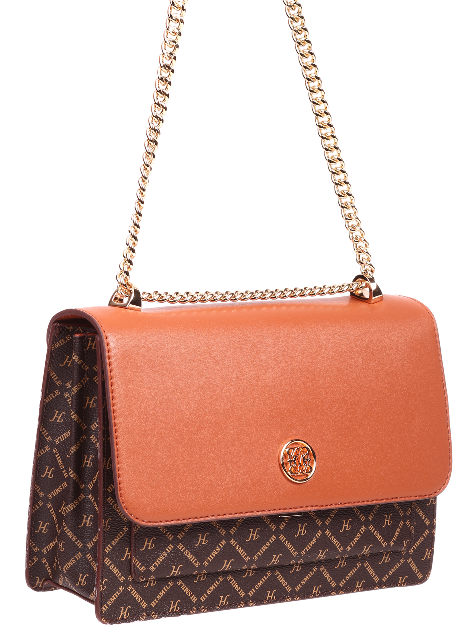 Елегантна малка дамска чанта от естествена кожа P20422 brown/camel