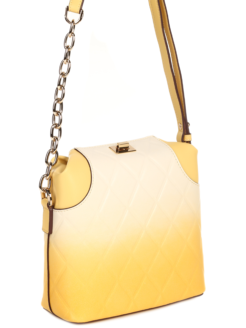 Ежедневна дамска чанта в жълто от естествена кожа P20947 yellow