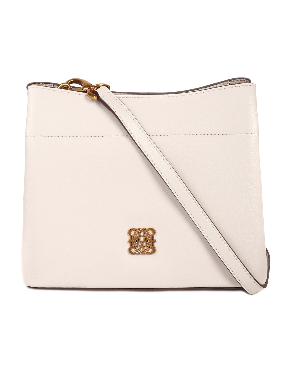 Елегантна малка дамска чанта в бежово от естествена кожа P20858 off white