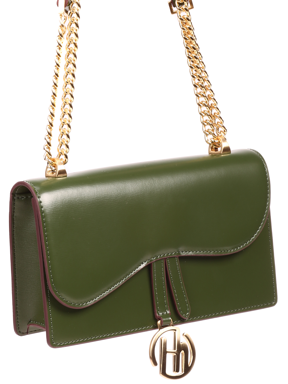 Елегантна дамска чанта в зелено от естествена кожа P20156 green