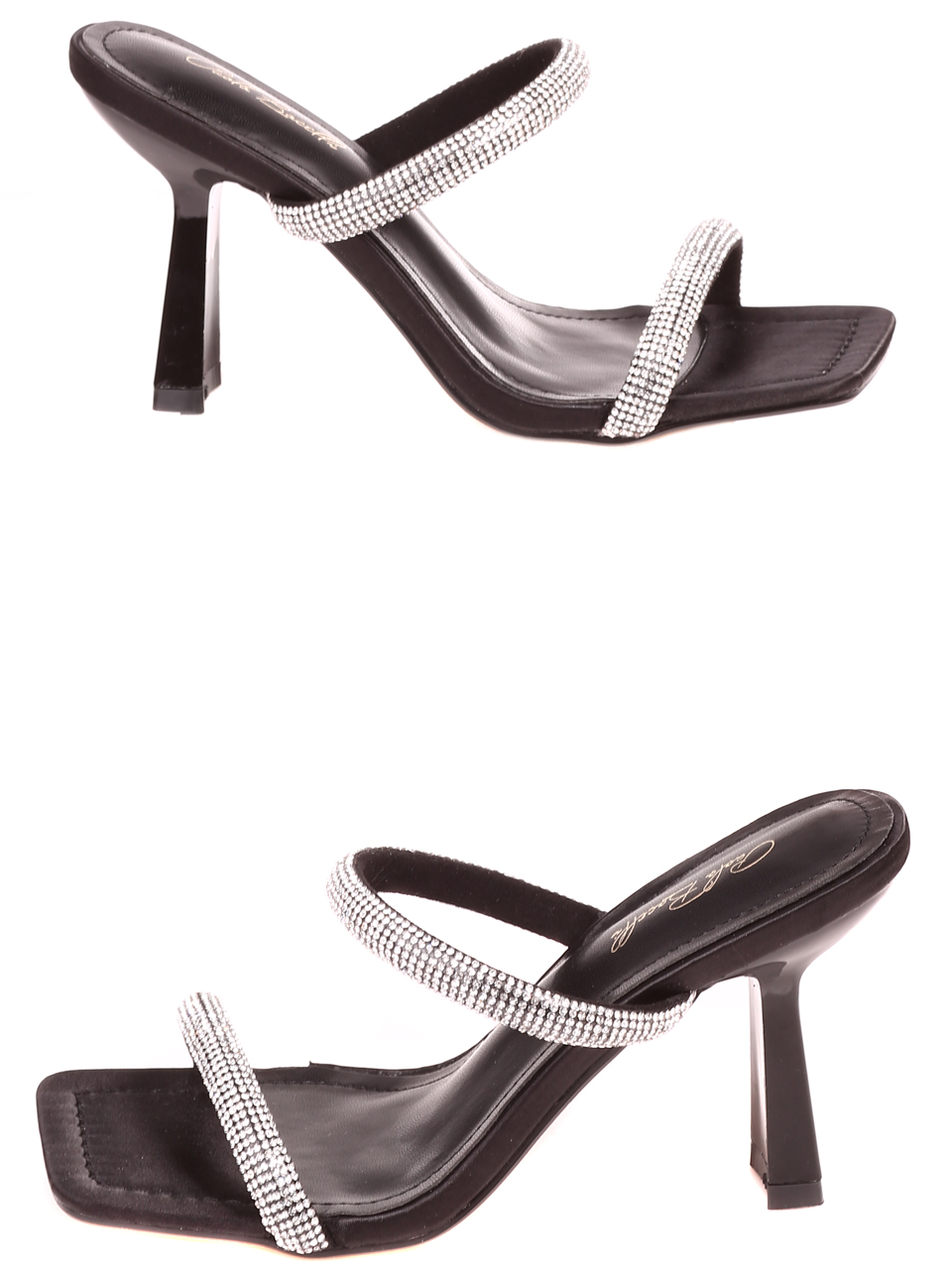Елегантни дамски чехли на ток в черно 5M-23013 black