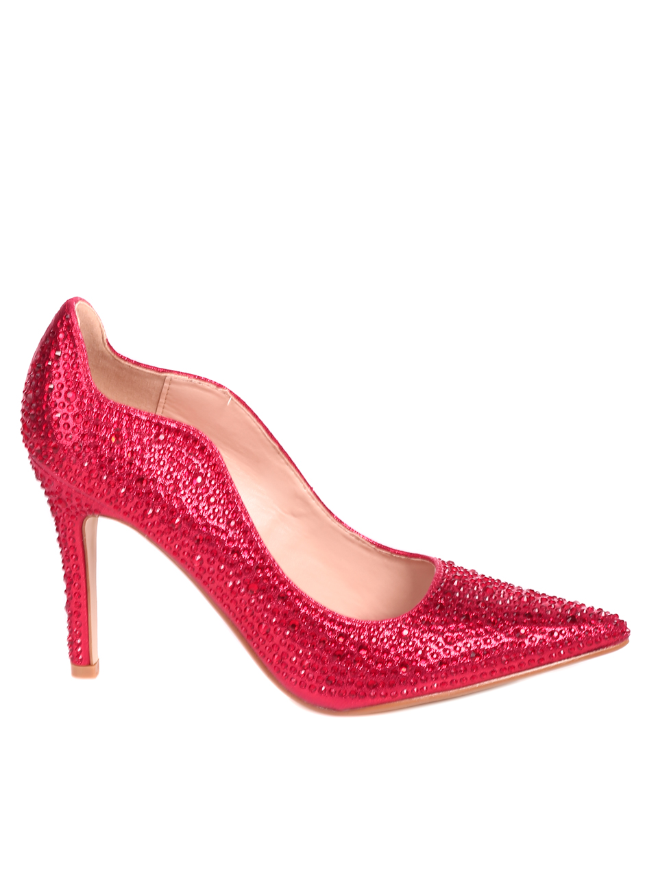 Елегантни дамски обувки с декоративни камъни 3M-23026 red
