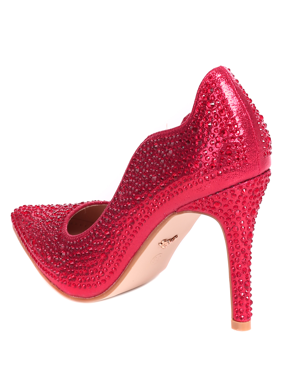 Елегантни дамски обувки с декоративни камъни 3M-23026 red