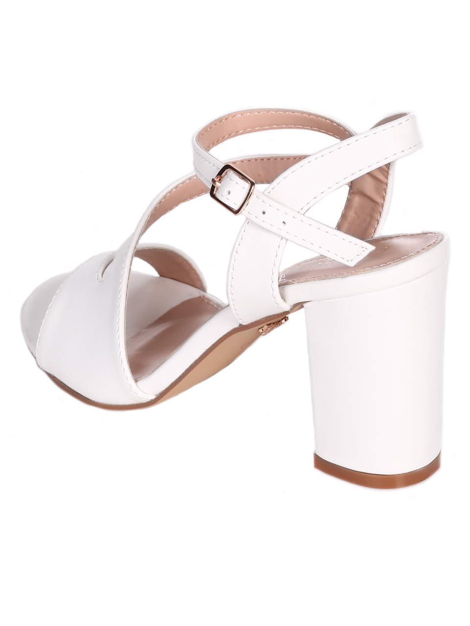 Елегантни дамски сандали на ток в бяло 4M-23033 white