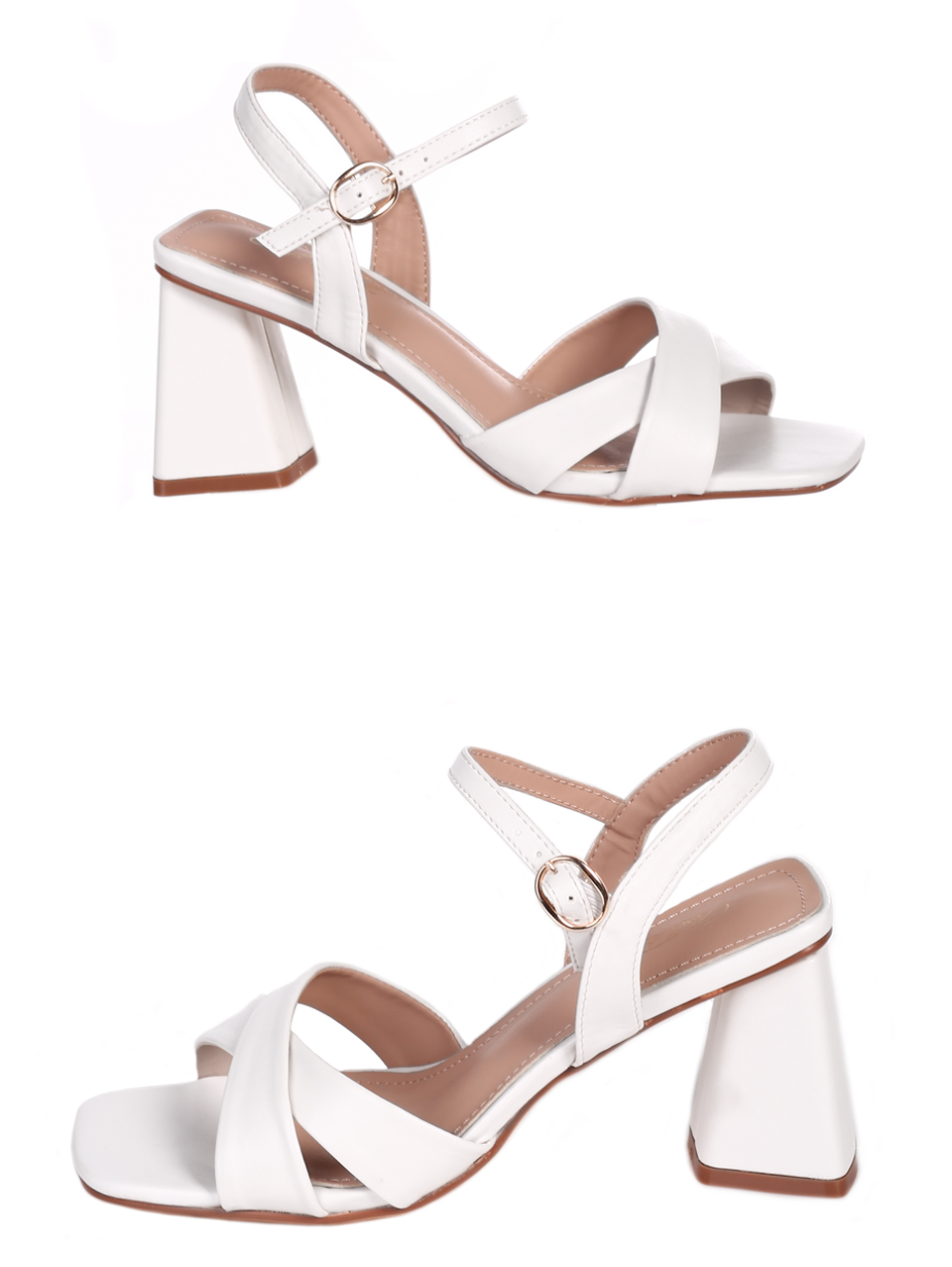 Елегантни дамски сандали на ток в бяло 4M-23039 white