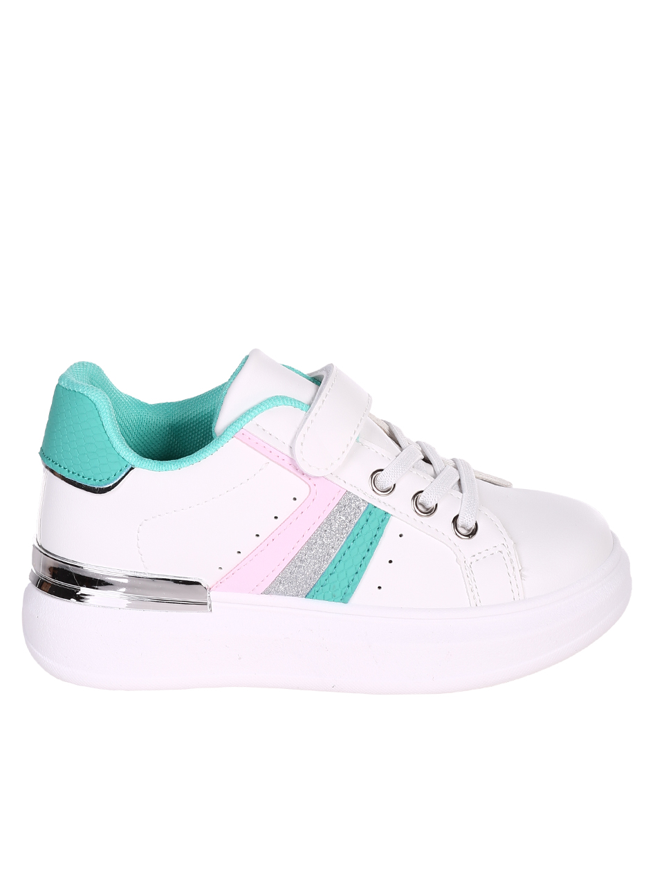 Комфортни детски обувки в бяло и зелено 18U-23051 white/green
