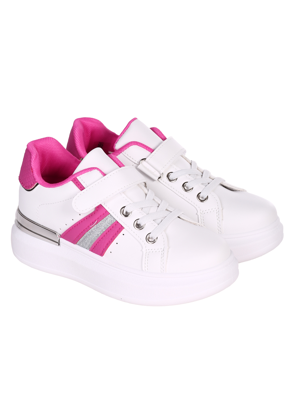 Комфортни детски обувки в бяло и розово 18U-23051 white/fuchsia