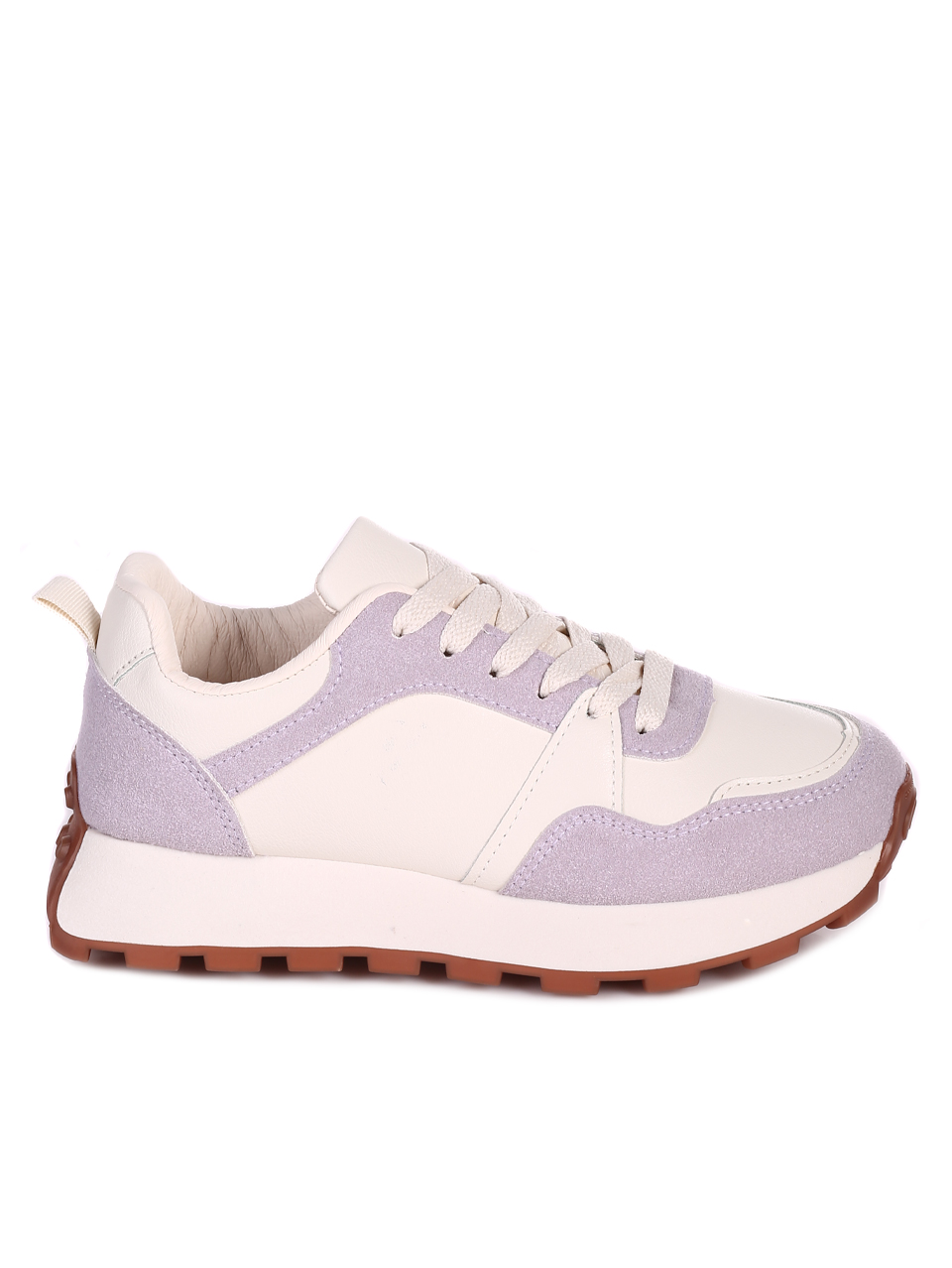 Ежедневни дамски комфортни обувки в лилаво и бежово 3U-23057 purple