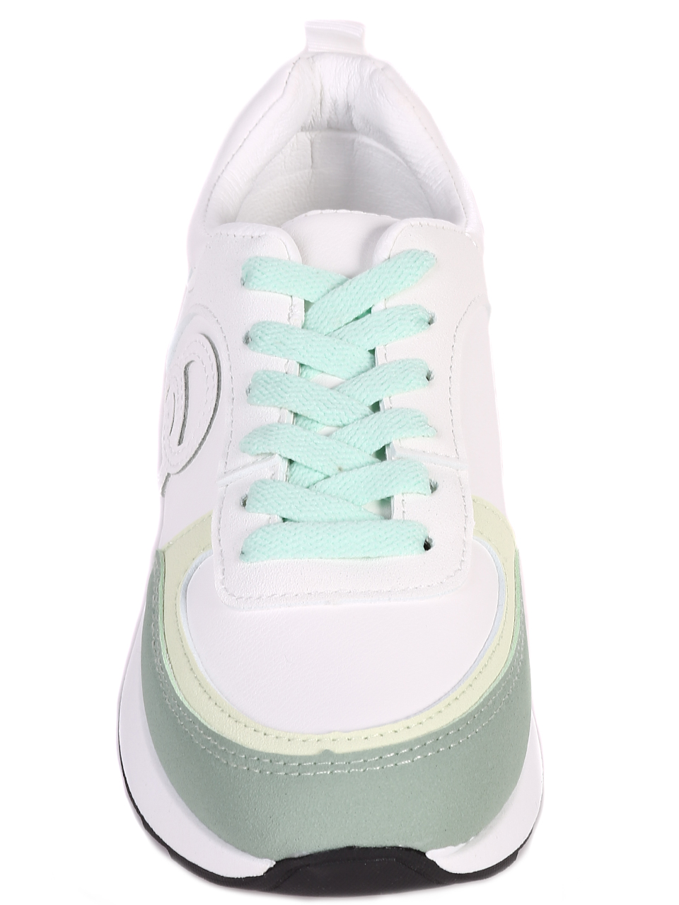 Ежедневни дамски кофортни обувки на платформа 3U-23058 white/green