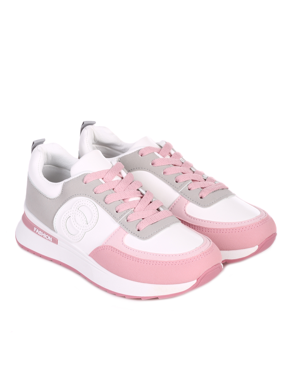 Ежедневни дамски комфортни обувки на платформа 3U-23058 white/pink