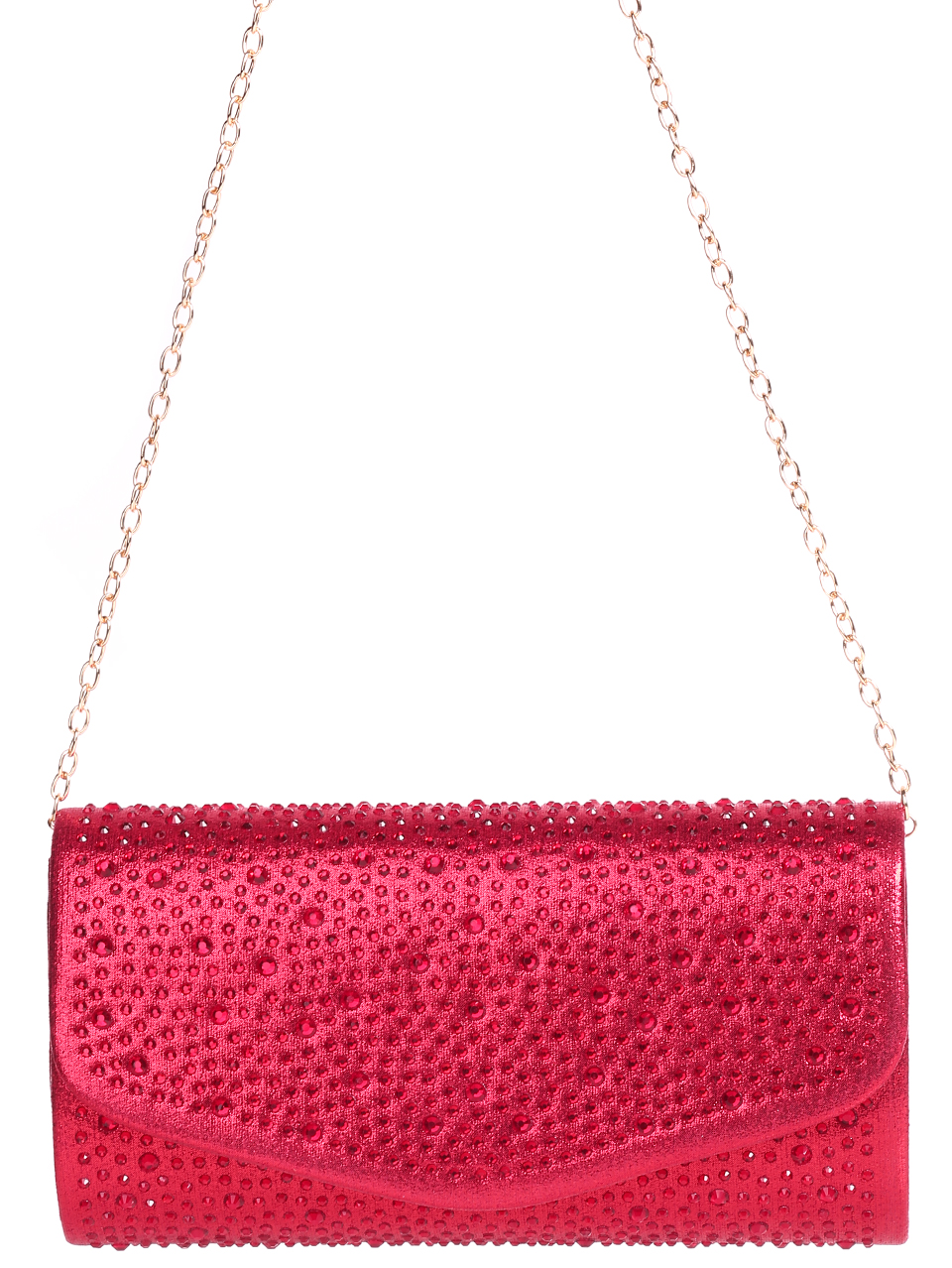 Официална чанта-клъч с декоративни камъни 9AG-23222 red