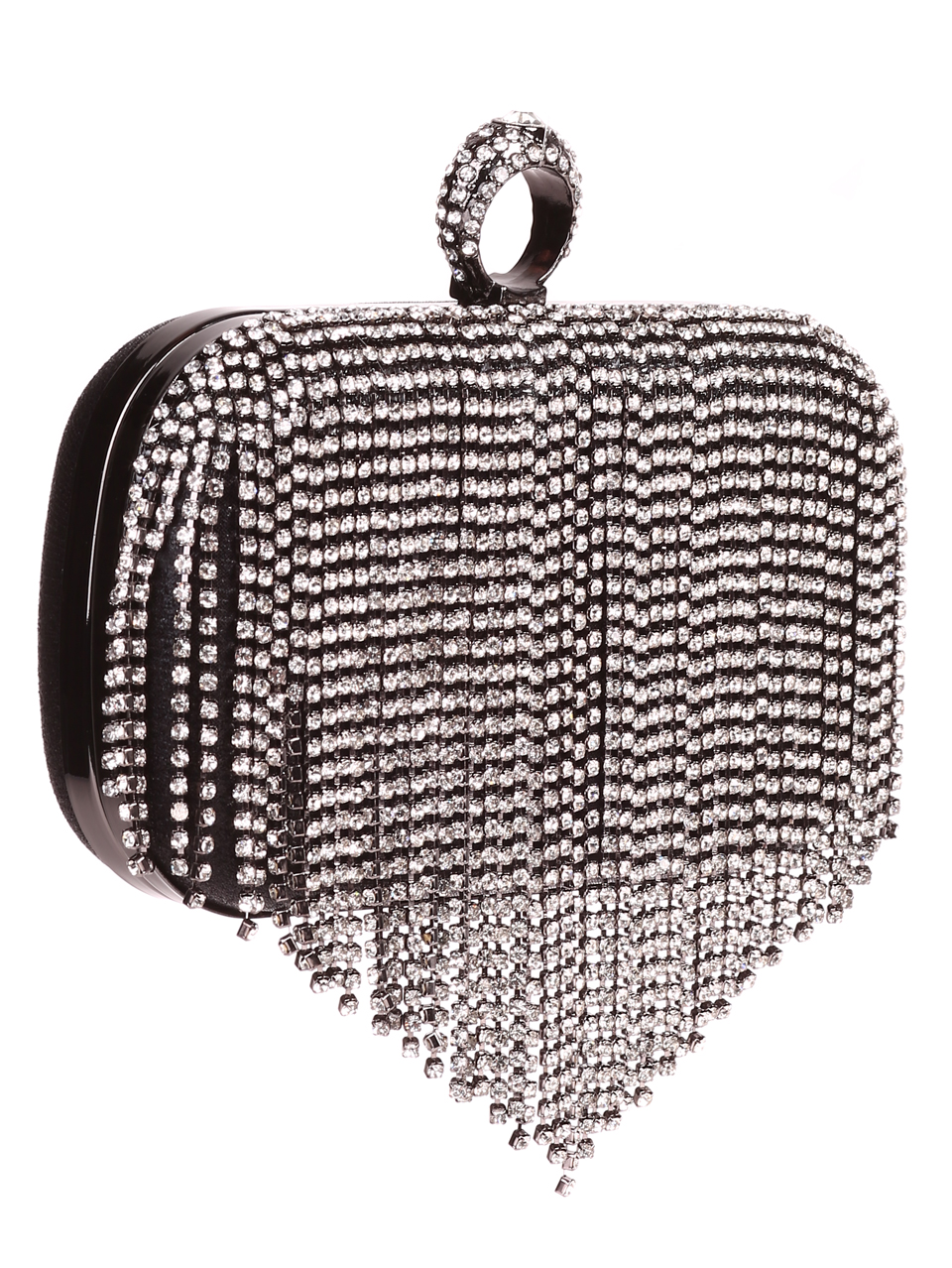 Официална дамска чанта-клъч с декоративни камъни 9AG-23224 black
